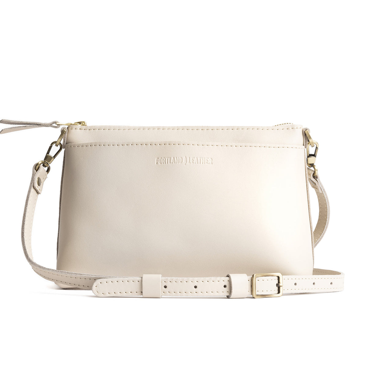 Bone*Small | Zip top petite crossbody bag with detachable strap