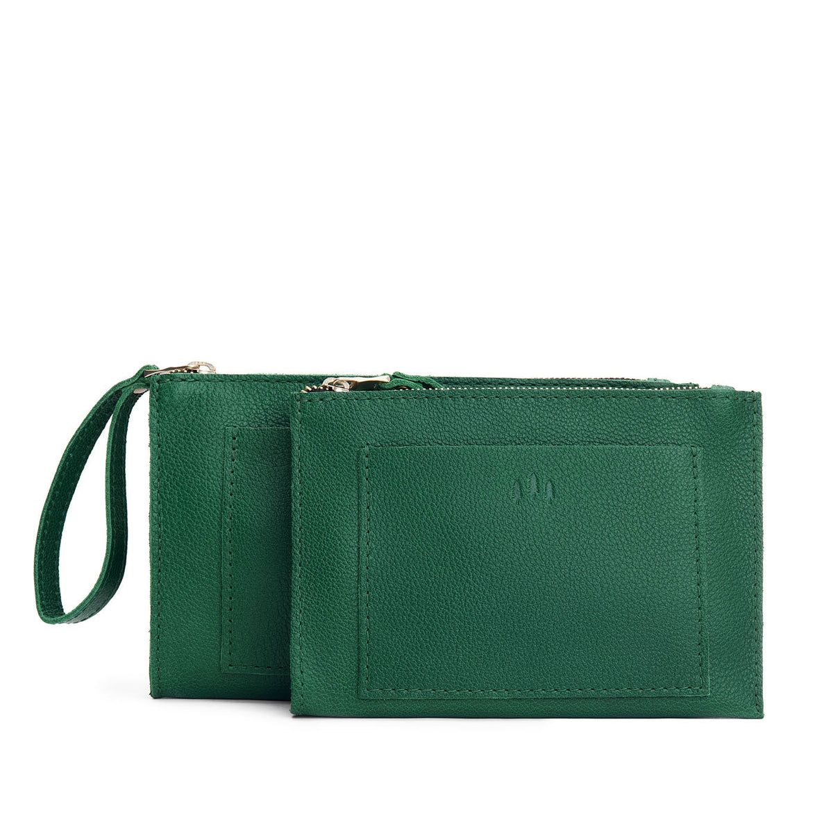 Bacalar | Size comparison of both wristlet pouch with front pocket and zipper closure