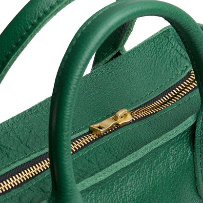 Bacalar*ANY*Zipper | Petite tote purse with structured leather handles and crossbody strap