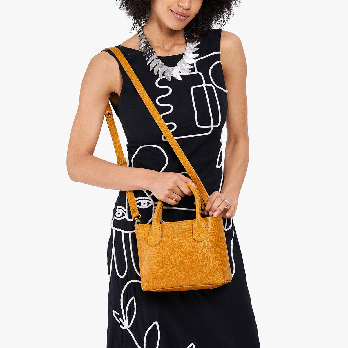 Sunshine*Small | Petite tote purse with structured leather handles and crossbody strap
