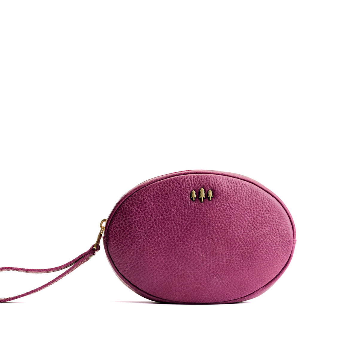 Iris*Large | Oval shaped pouch with zipper and wristlet strap