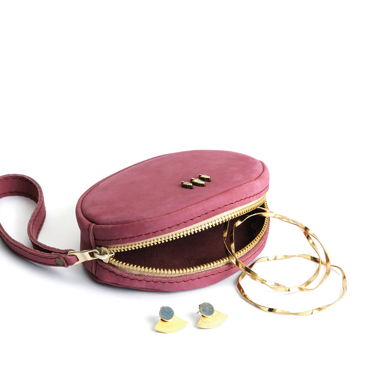 Foxglove*Small | Oval shaped pouch with zipper and wristlet strap