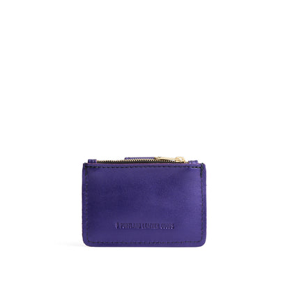 Amethyst | Back of compact wallet with snap closure and zippered pouch
