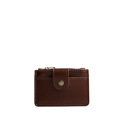 Chocolate Brown | Compact wallet with snap closure and zippered pouch