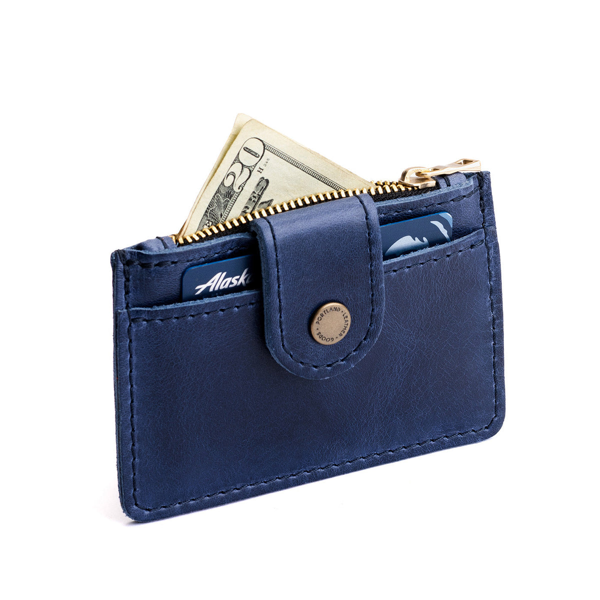 Cowboy Blue | Compact wallet with snap closure and zippered pouch