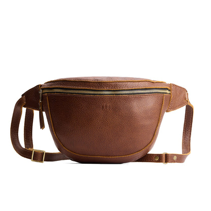 Asheville | Leather fanny pack shaped bag with a front zipper opening