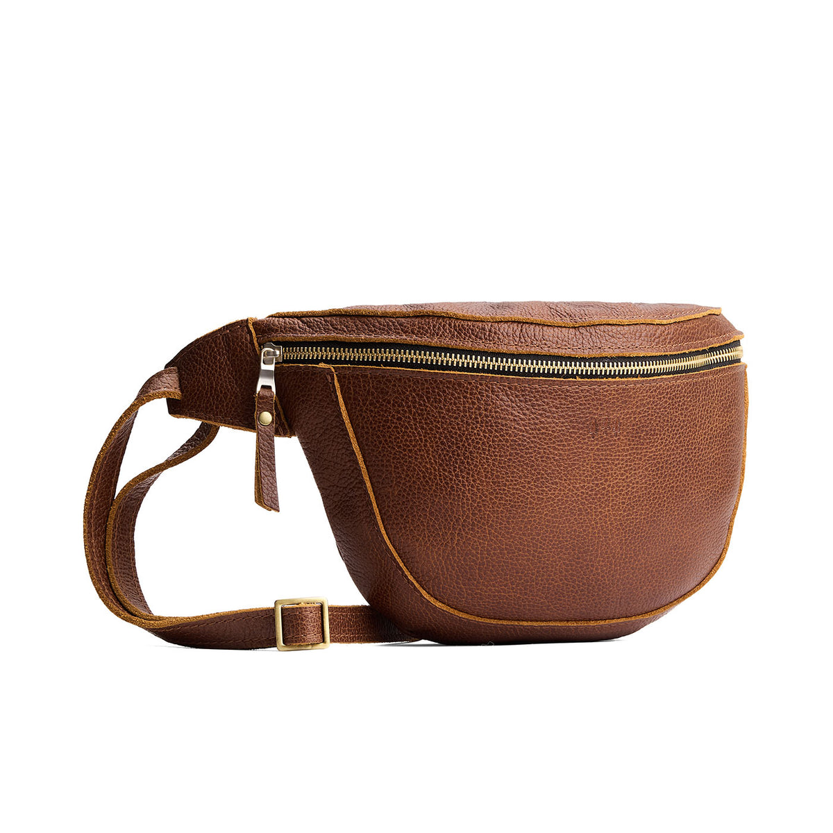 Asheville | Leather fanny pack shaped bag with a front zipper opening