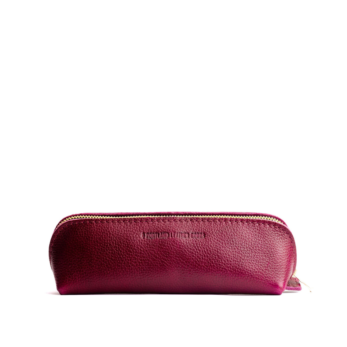 Orchid | Leather pouch with curved seams and top zipper