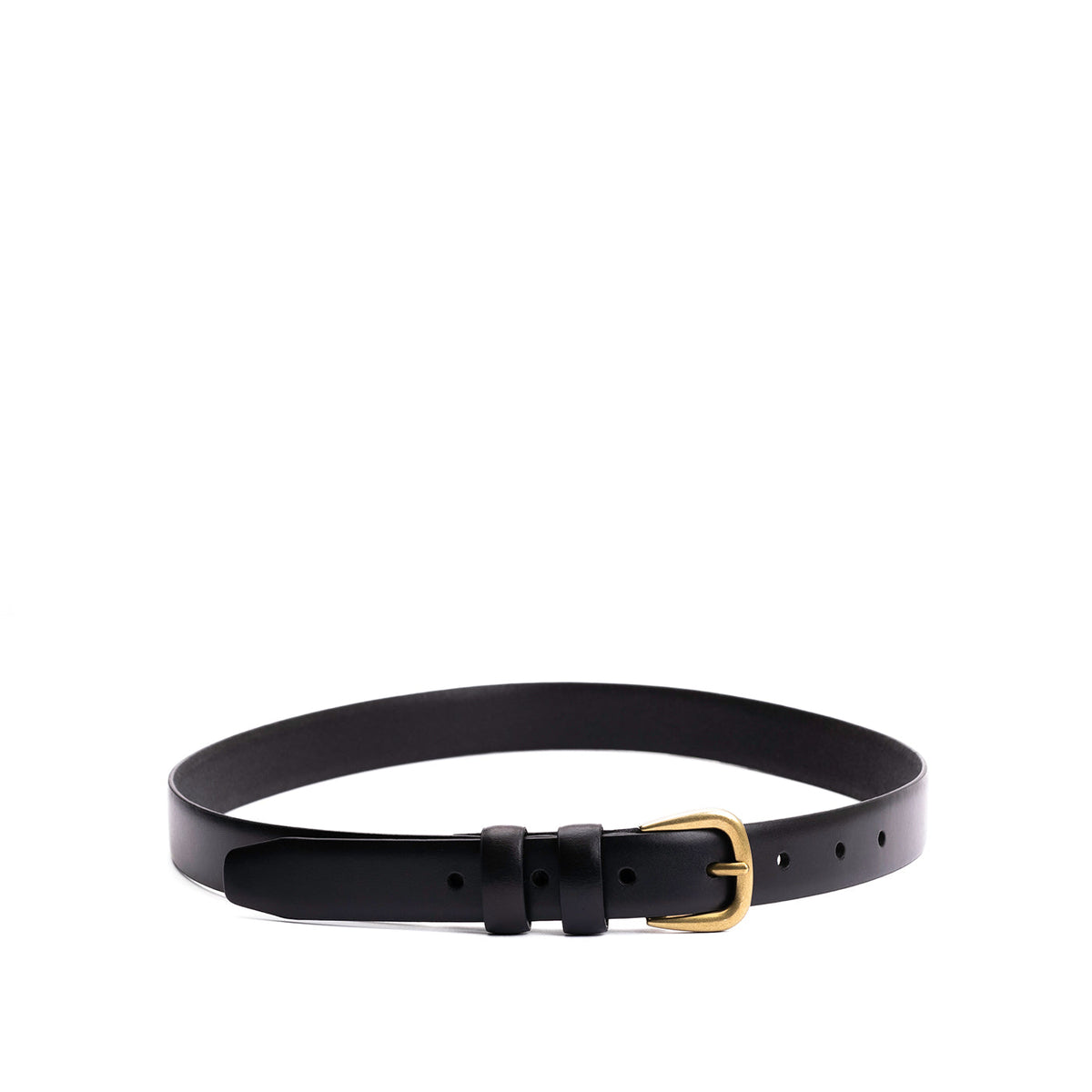 Black | Women's slim double loop leather belt