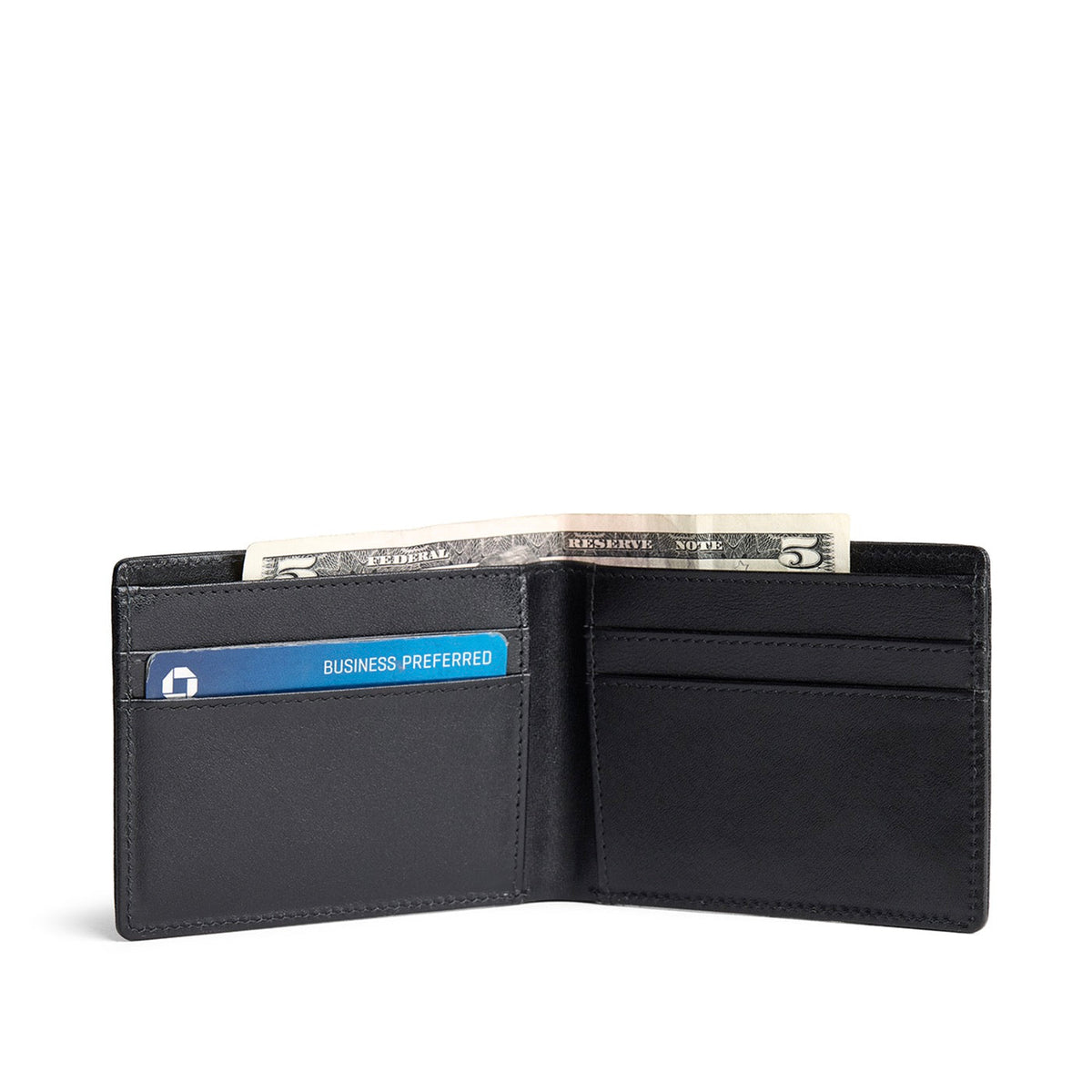 Black Rock*Classic | Bifold leather wallet with visible stitching on a white background