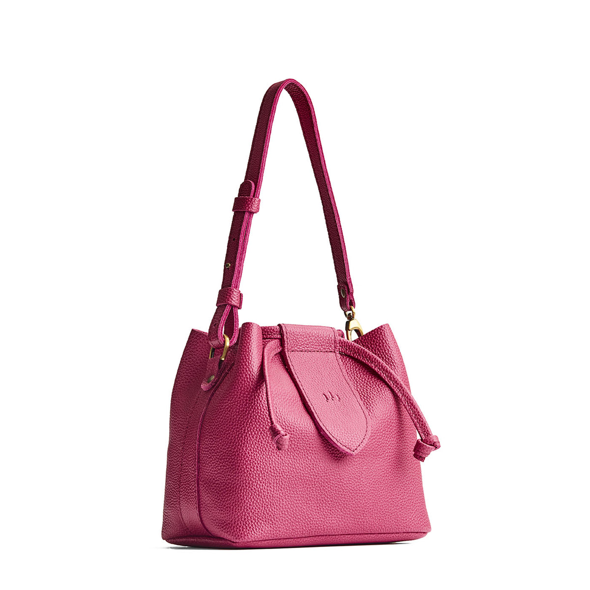 Wild Rose*Small | Symmetrical leather bag with leather drawstring closure and adjustable shoulder strap
