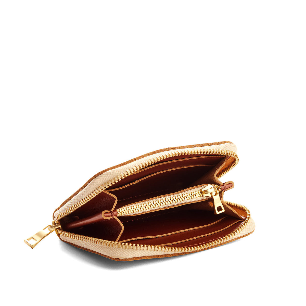 Madrone | Small leather wallet with zipper open