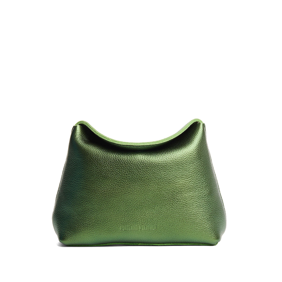 Metallic Greench | Leather pouch with a folded magnetic closure