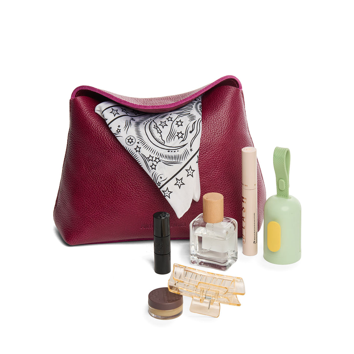 Orchid | Leather pouch with a folded magnetic closure