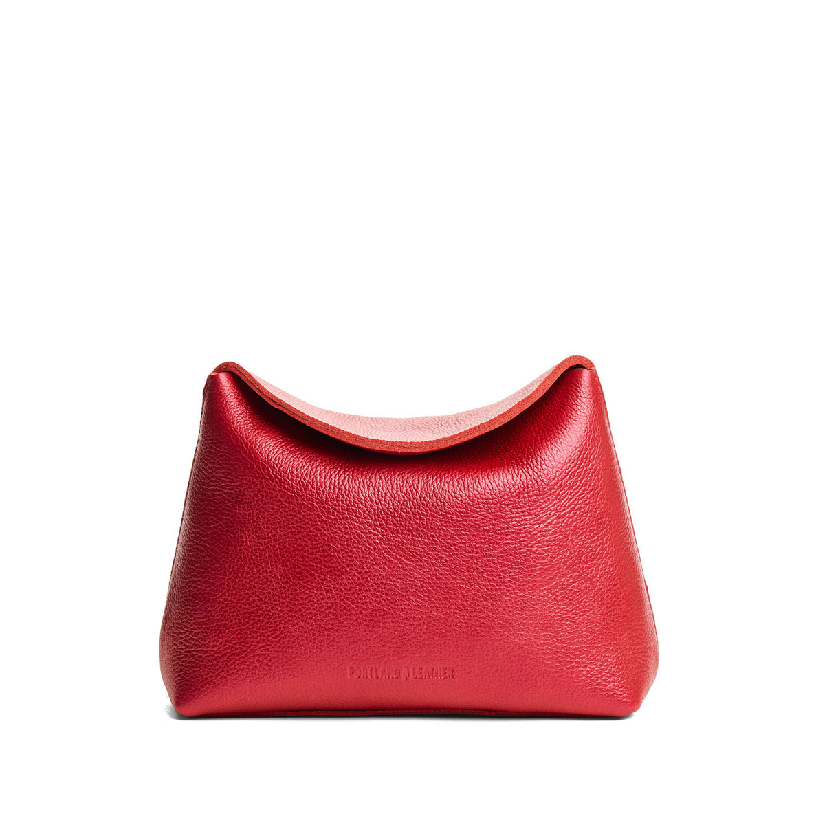 Reba Red | Leather pouch with a folded magnetic closure