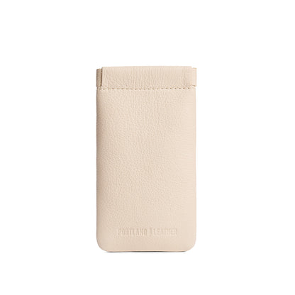 Pebbled Bone | Leather glasses case with hidden metal spring closure