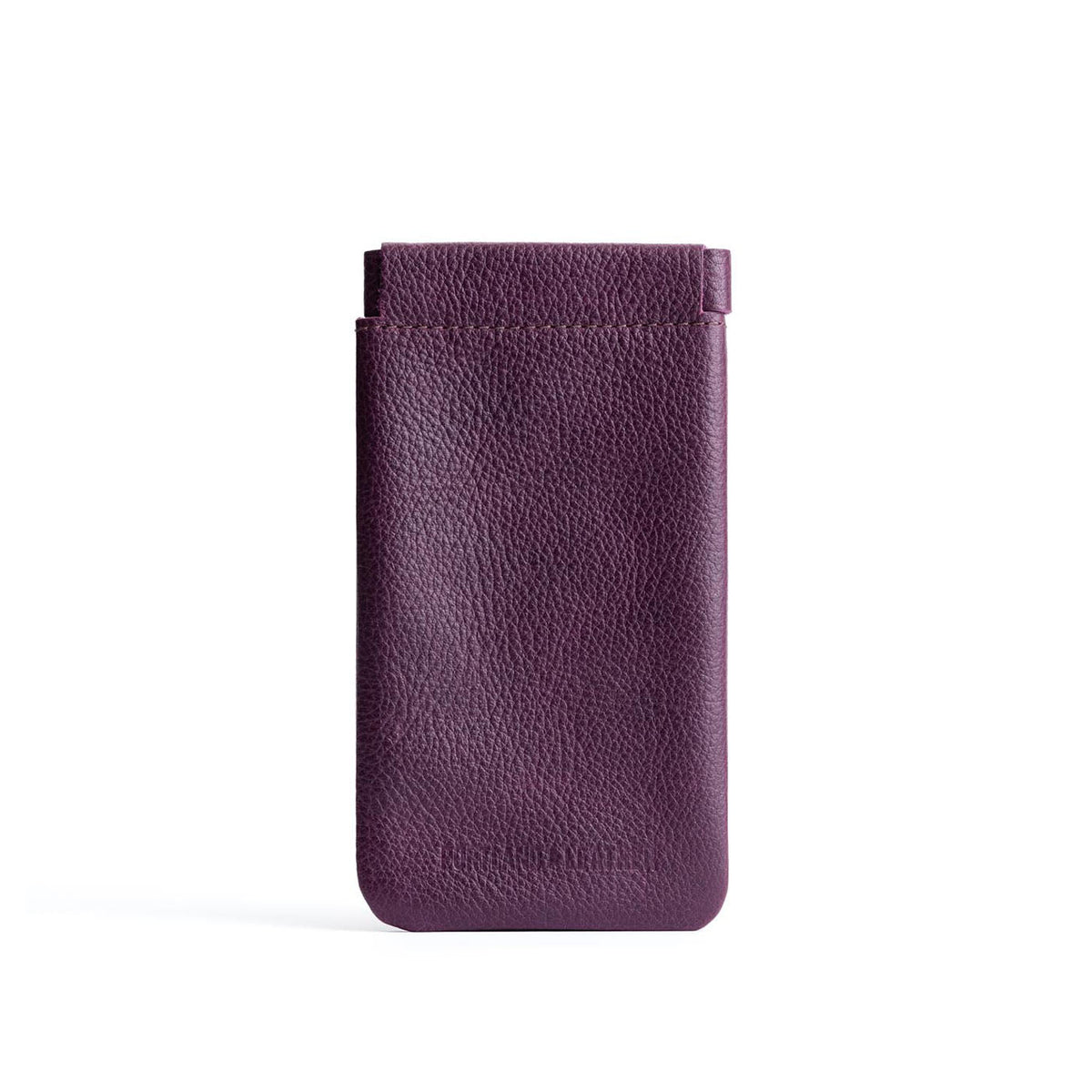 Plum | Leather glasses case with hidden metal spring closure