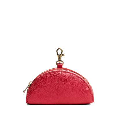 Reba Red | Small half-moon shaped keychain pouch with zipper closure