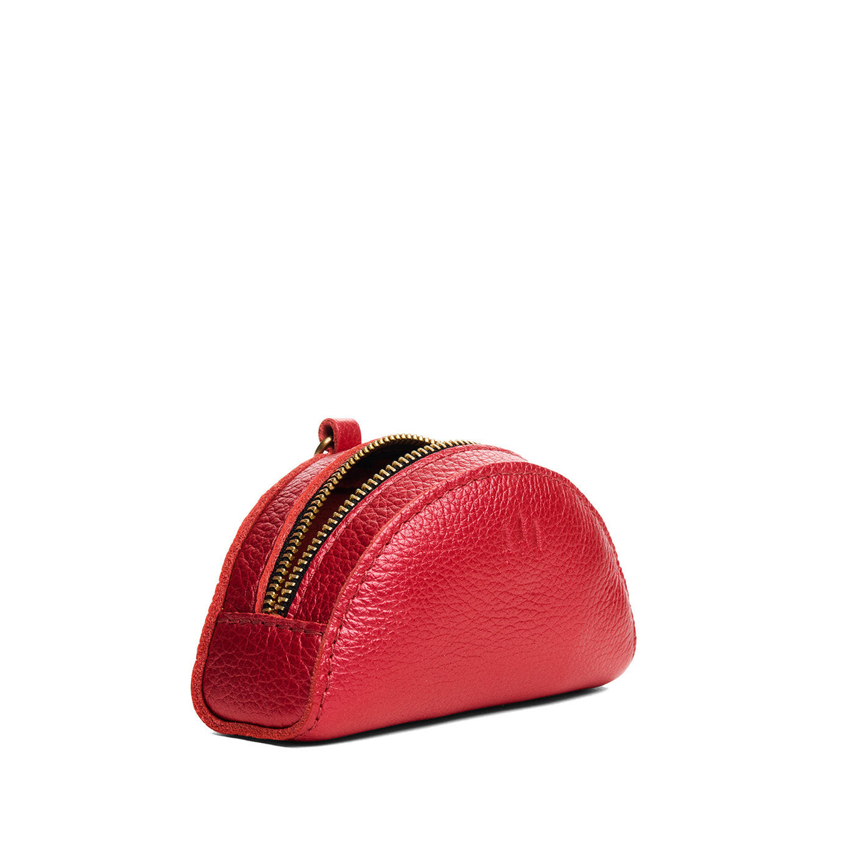 Reba Red | Small half-moon shaped keychain pouch with zipper closure