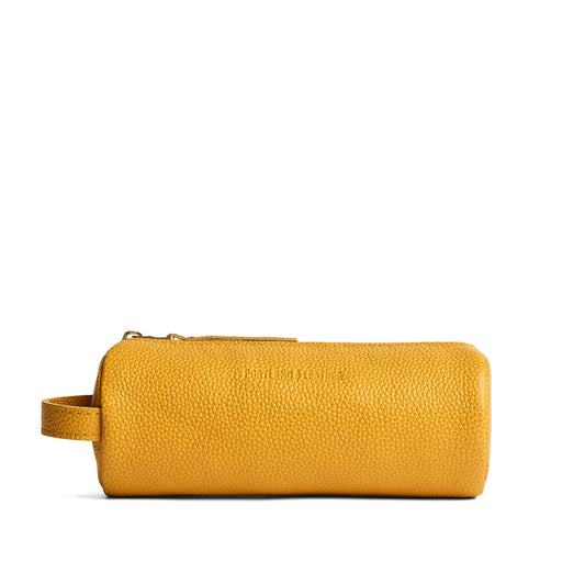 Sunshine | Cylindrical leather pouch with zipper and handle