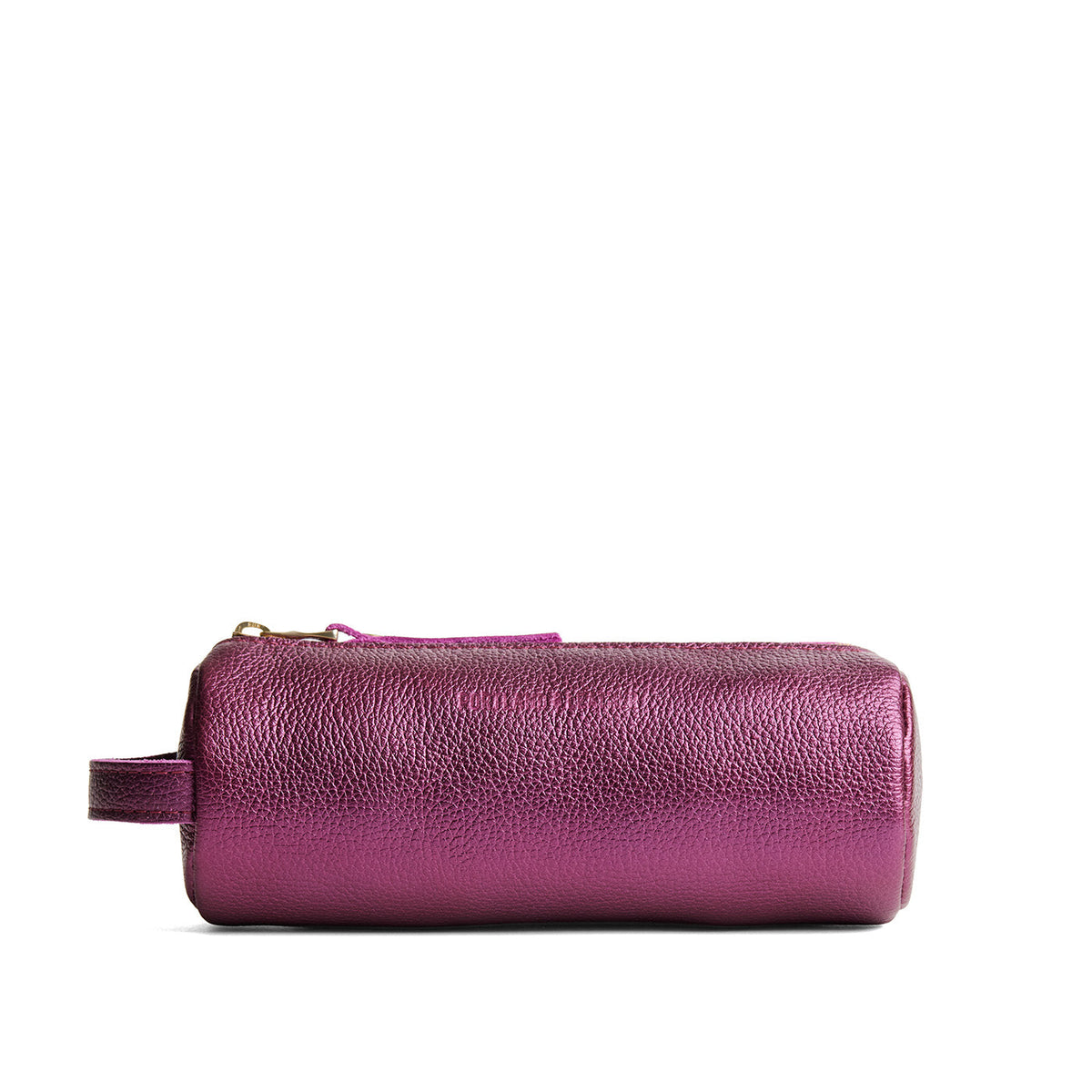 Ultra Violet | Cylindrical leather pouch with zipper and handle
