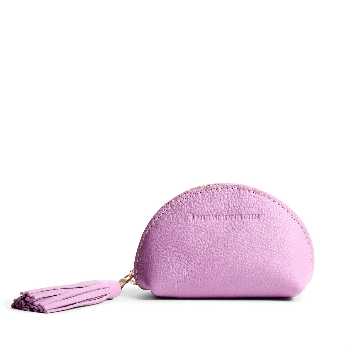 Calla Lily | Small leather zippered pouch with tassel