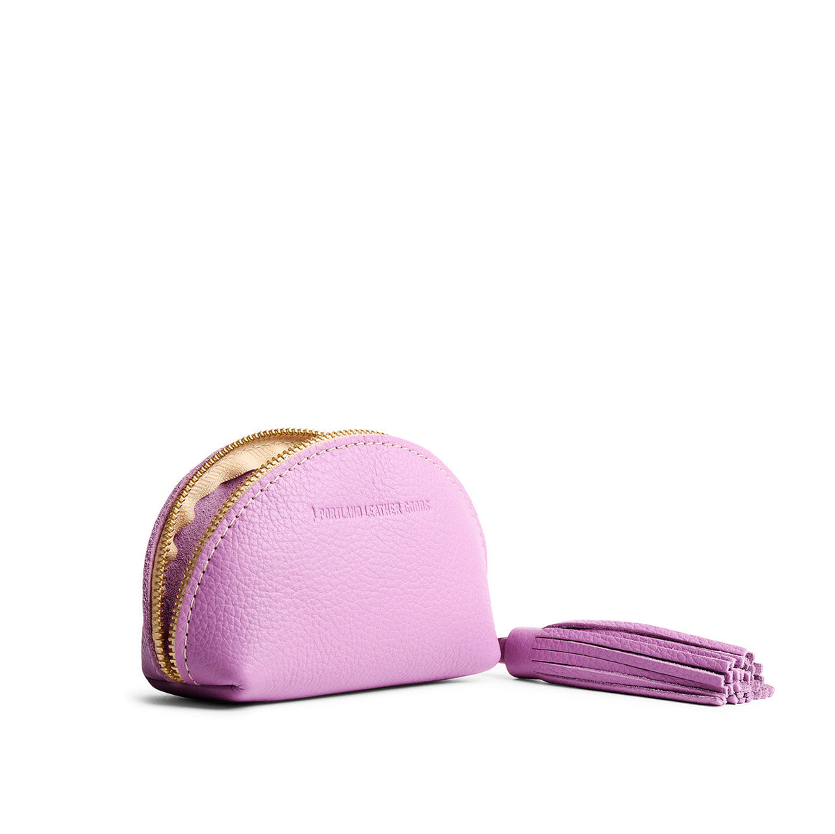 Calla Lily | Small leather zippered pouch with tassel