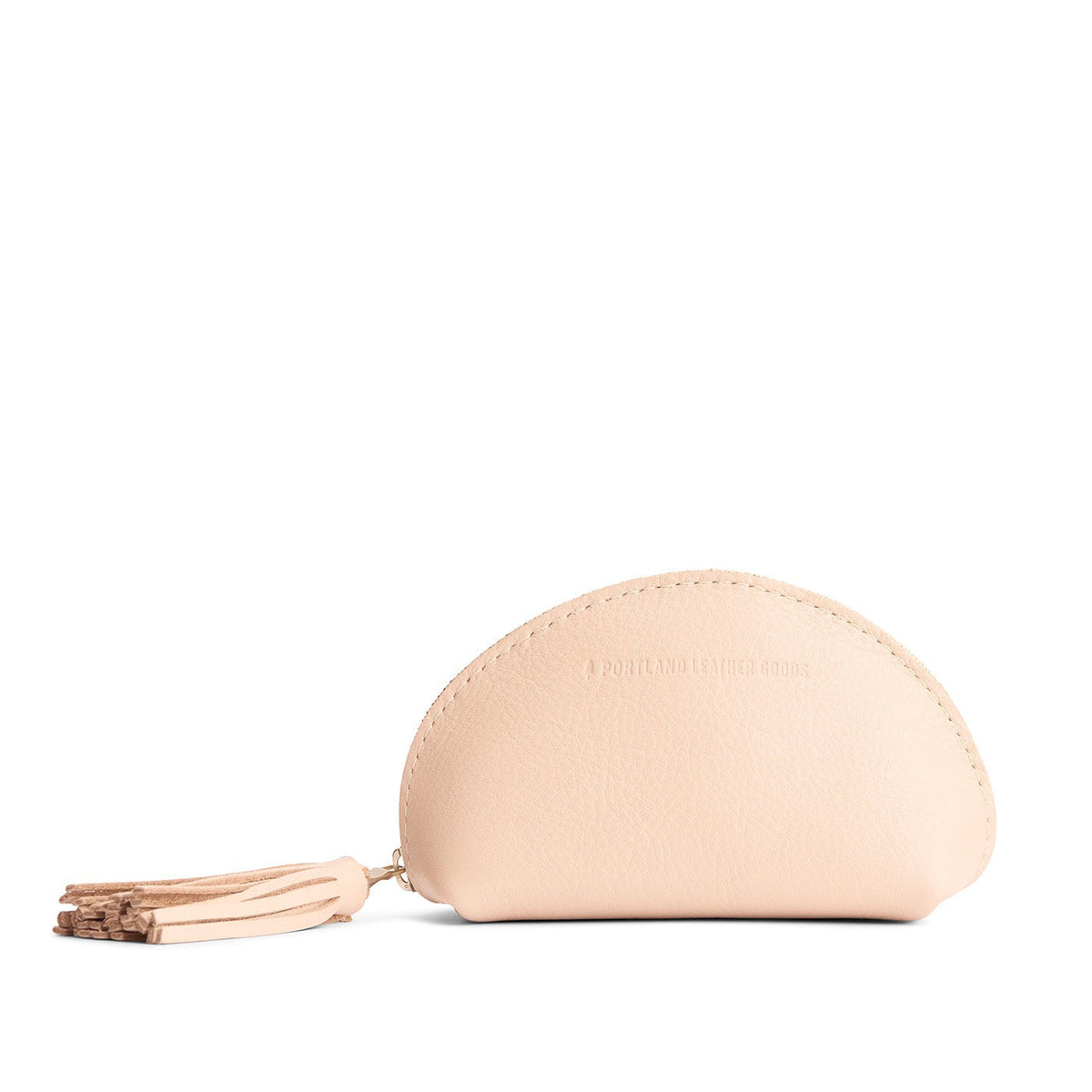 Moonflower | Small leather zippered pouch with tassel