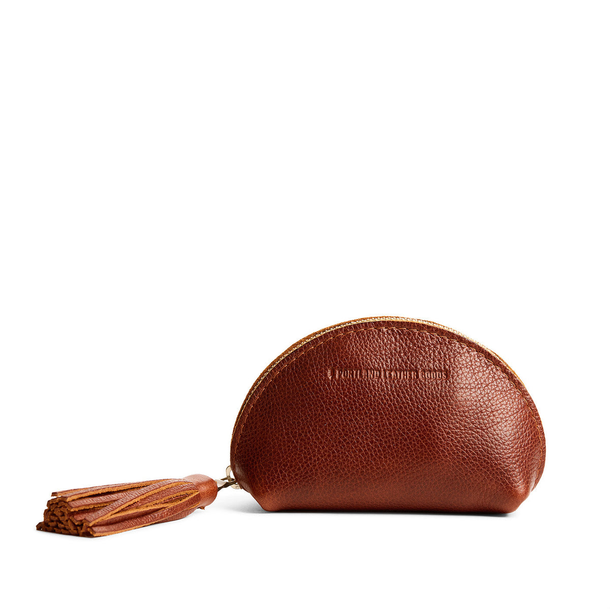 Nutmeg | Small leather zippered pouch with tassel