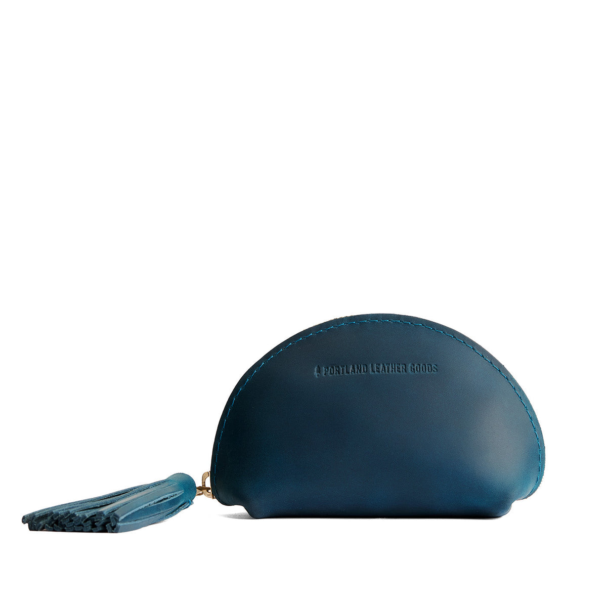 Westward Blue | Small leather zippered pouch with tassel