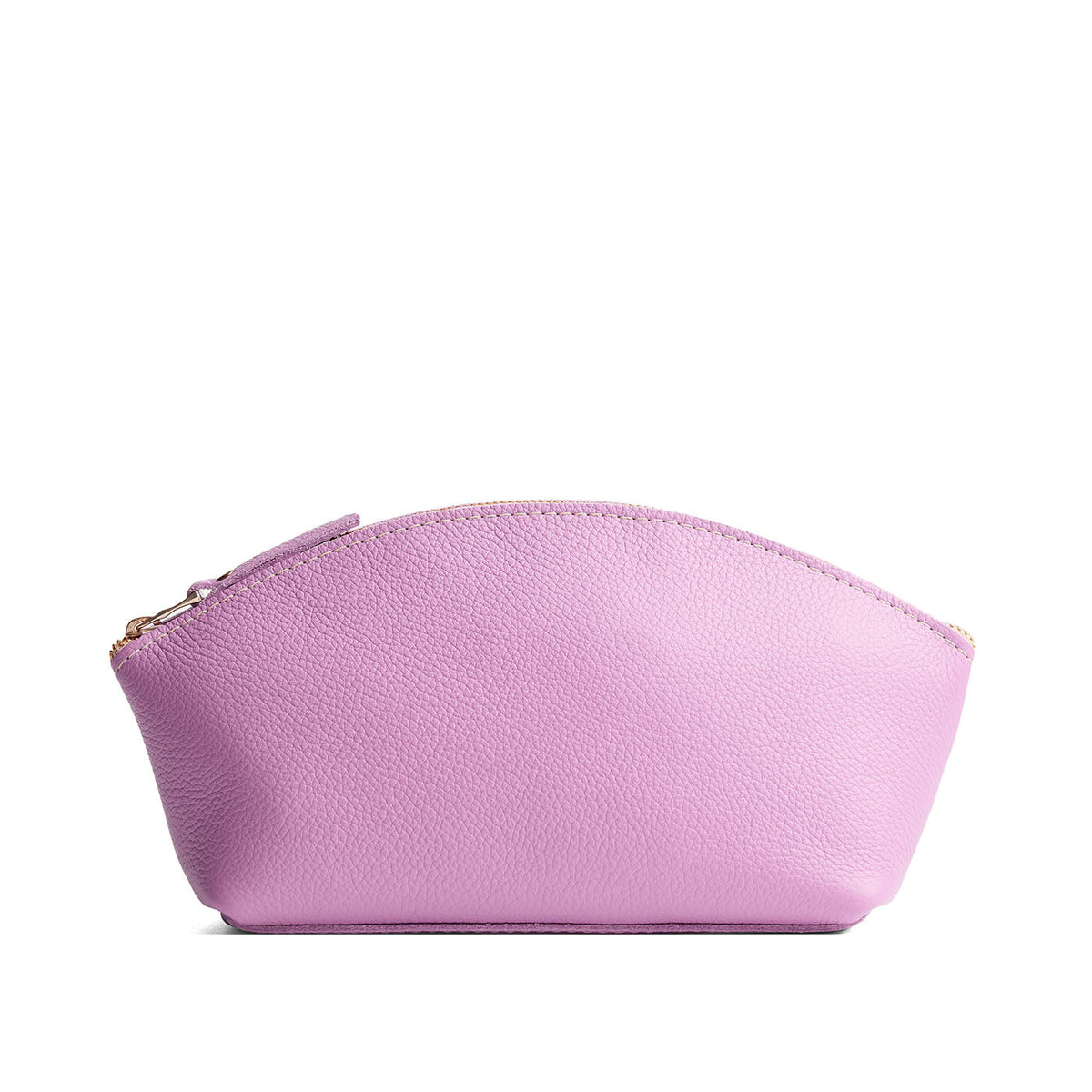 Calla Lily*Total Eclipse | Spacious leather makeup bag with curved seams and top zipper