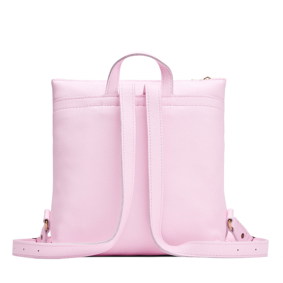 Pinkaboo*Large | Square slim leather tote backpack