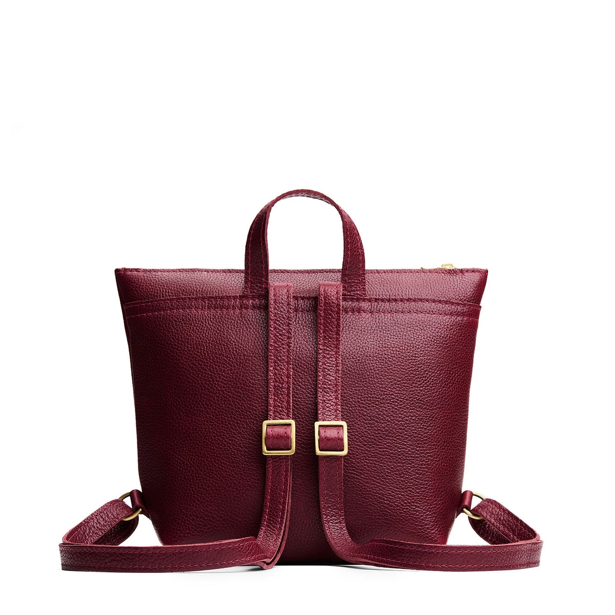 Cabernet*Small | Small square slim leather tote backpack