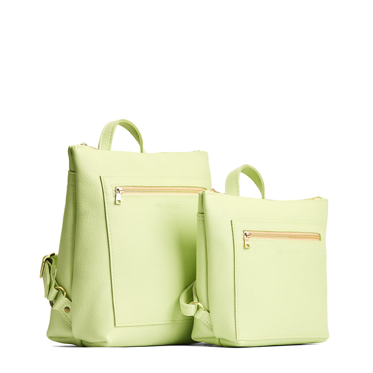 Shadow Lime | Side by side comparison of both sizes of Tote Backpack