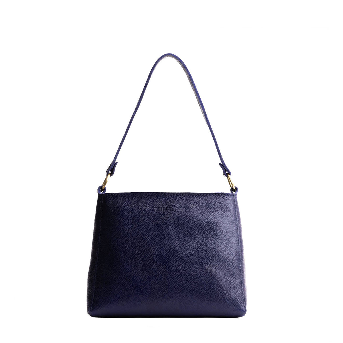 Cobalt*Small | Triangular shoulder bag with antiqued brass finished hardware