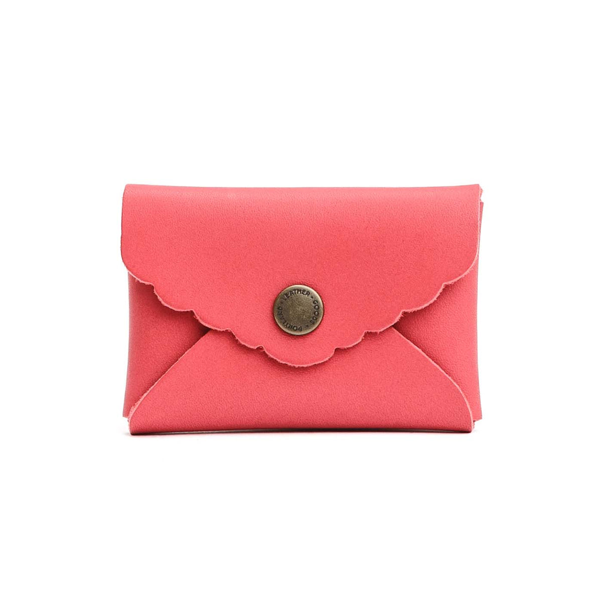 Tulip | Small leather wallet with scalloped edge