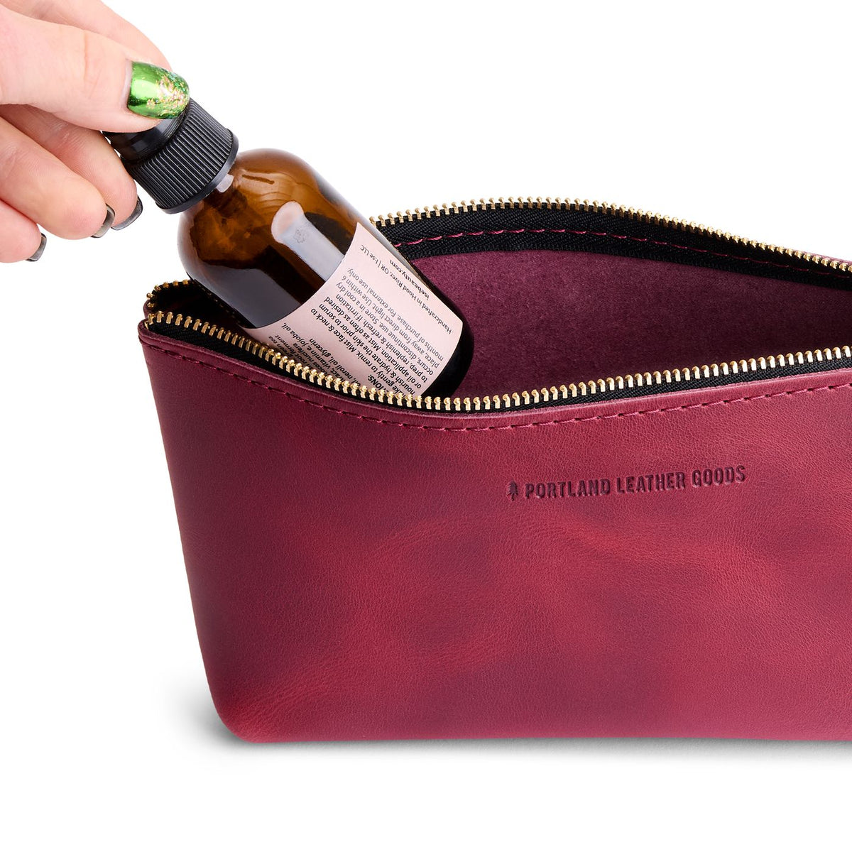 Anemone | Leather utility bag pouch with top zipper