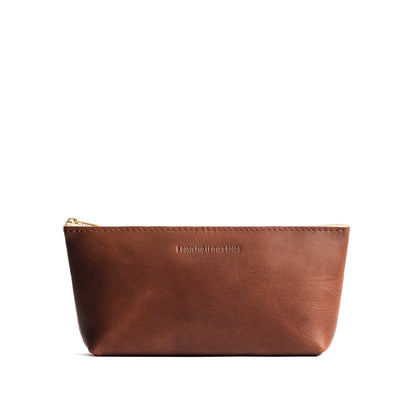 English Tan | Leather utility bag pouch with top zipper
