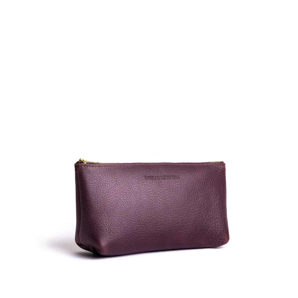 Plum | Leather utility bag pouch with top zipper