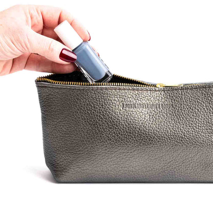 Stardust | Leather utility bag pouch with top zipper