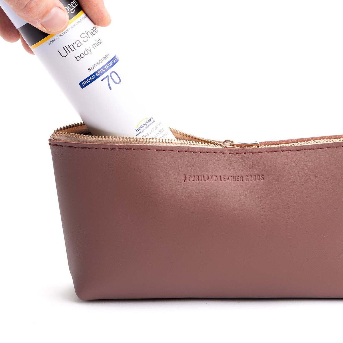 Sunkissed | Leather utility bag pouch with top zipper