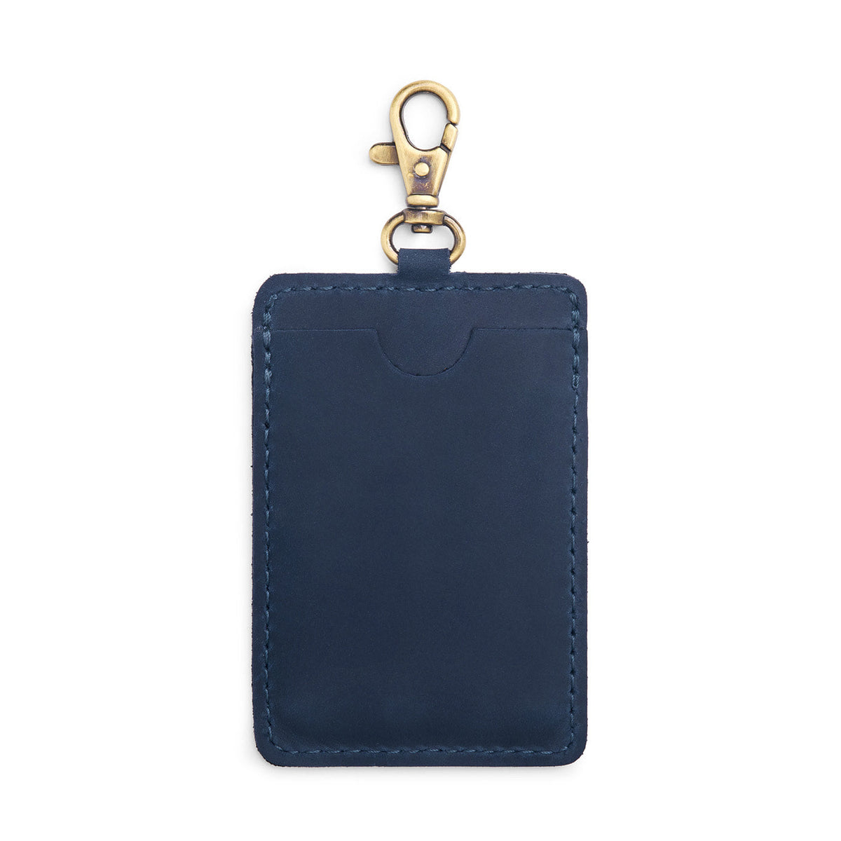 Deep Water | A leather card holder with a swivel lobster clasp on a white background