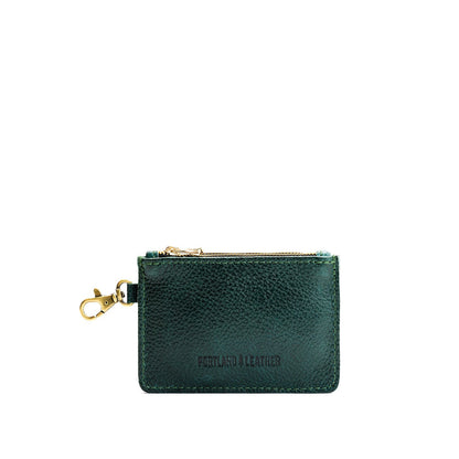 Forest Green | Leather double zip wallet with keychain clasp