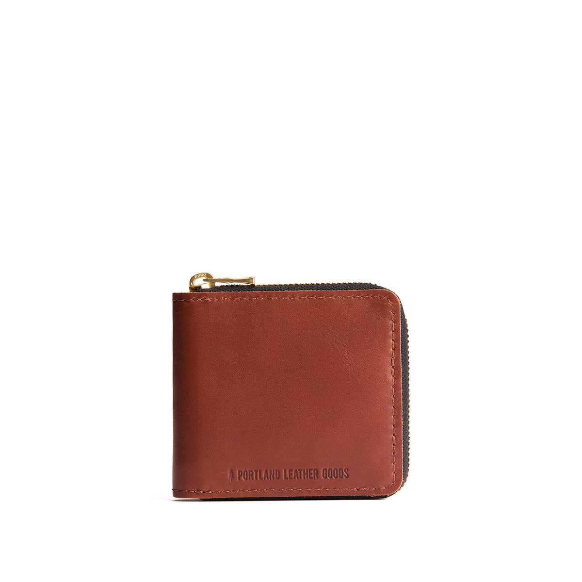Chestnut | Small leather zippered bifold wallet