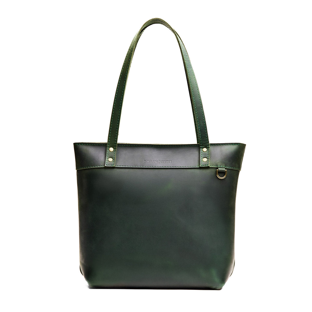 Evergreen*Medium*Zipper | Leather tote bag with riveted straps and exterior key loop